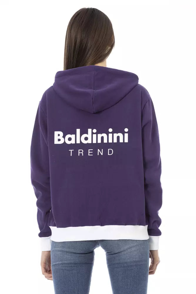 Baldinini Trend Purple Cotton Women's Zip-Up Hoodie