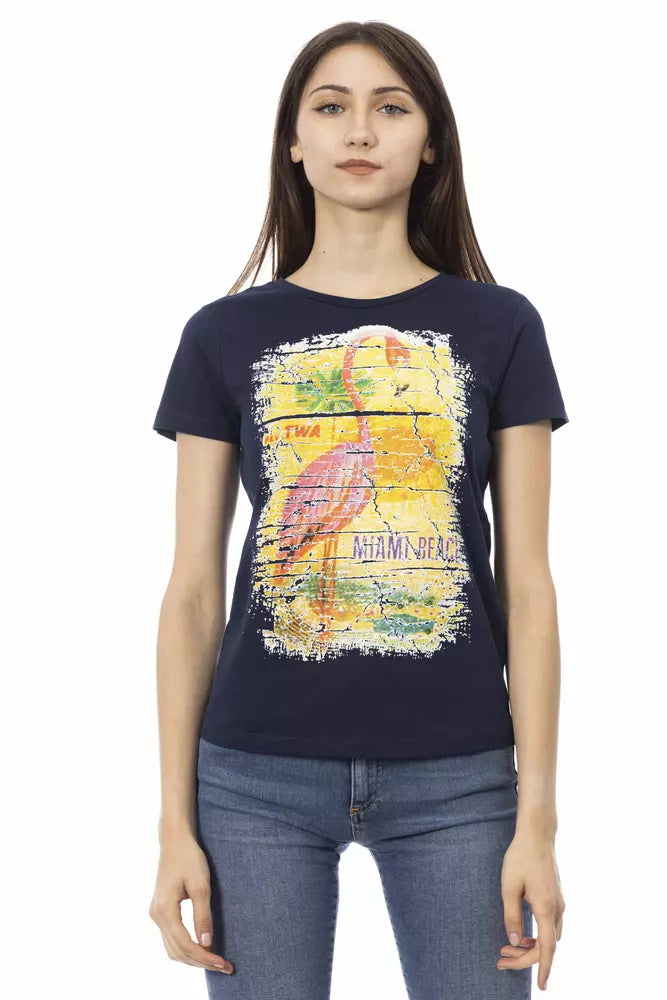 - Chic Blue Short Sleeve Round Neck Tee