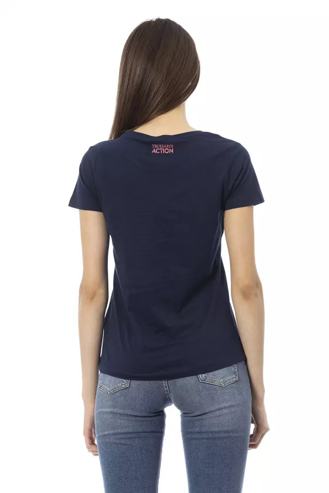 - Chic Blue Short Sleeve Round Neck Tee