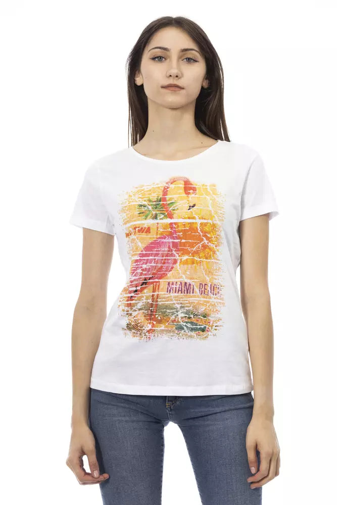 - Chic White Tee with Graphic Flair