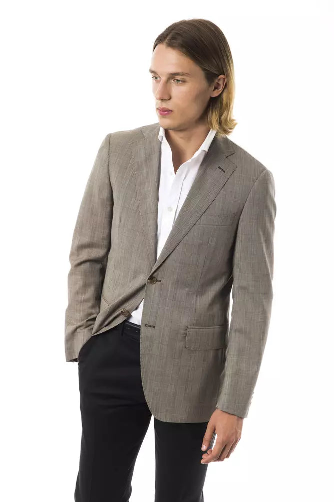 Uominitaliani Brown Wool Men's Blazer