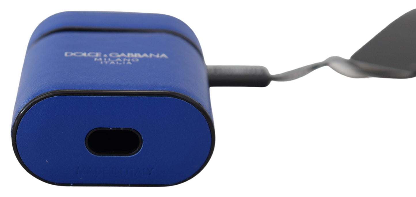 - Elegant Blue Leather Airpods Case