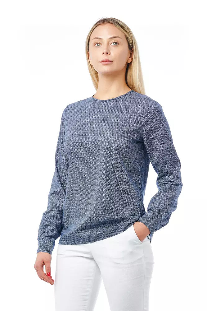 Bagutta Blue Cotton Women Shirt with Geometric Pattern