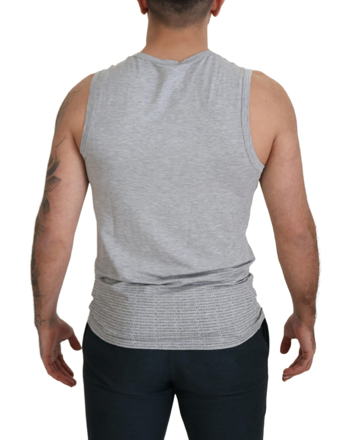- Chic Gray Sleeveless Crewneck Tee