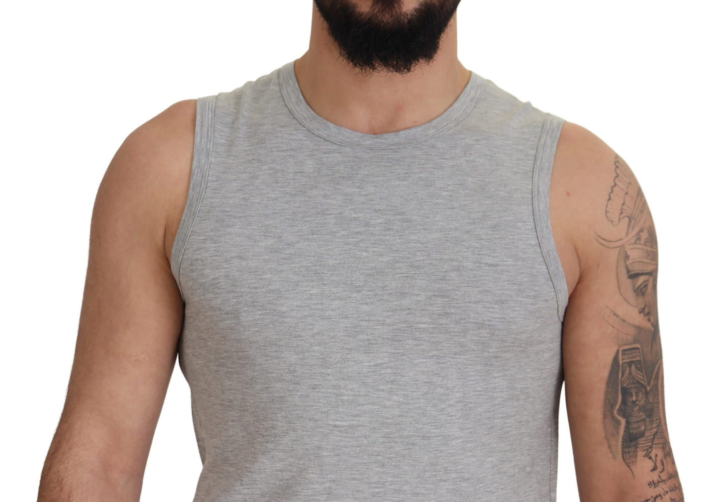 - Chic Gray Sleeveless Crewneck Tee