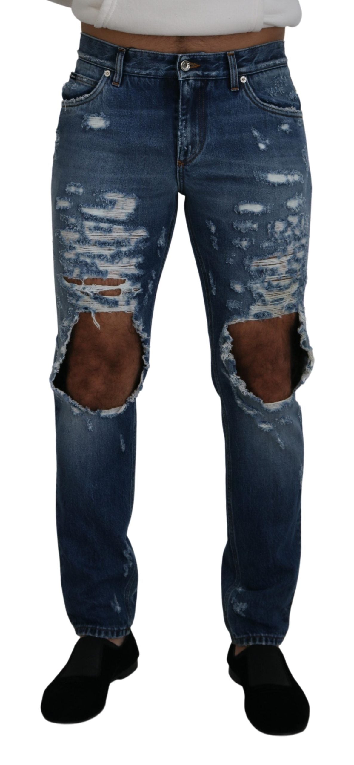 - Chic Tattered Denim Pants for the Modern Man