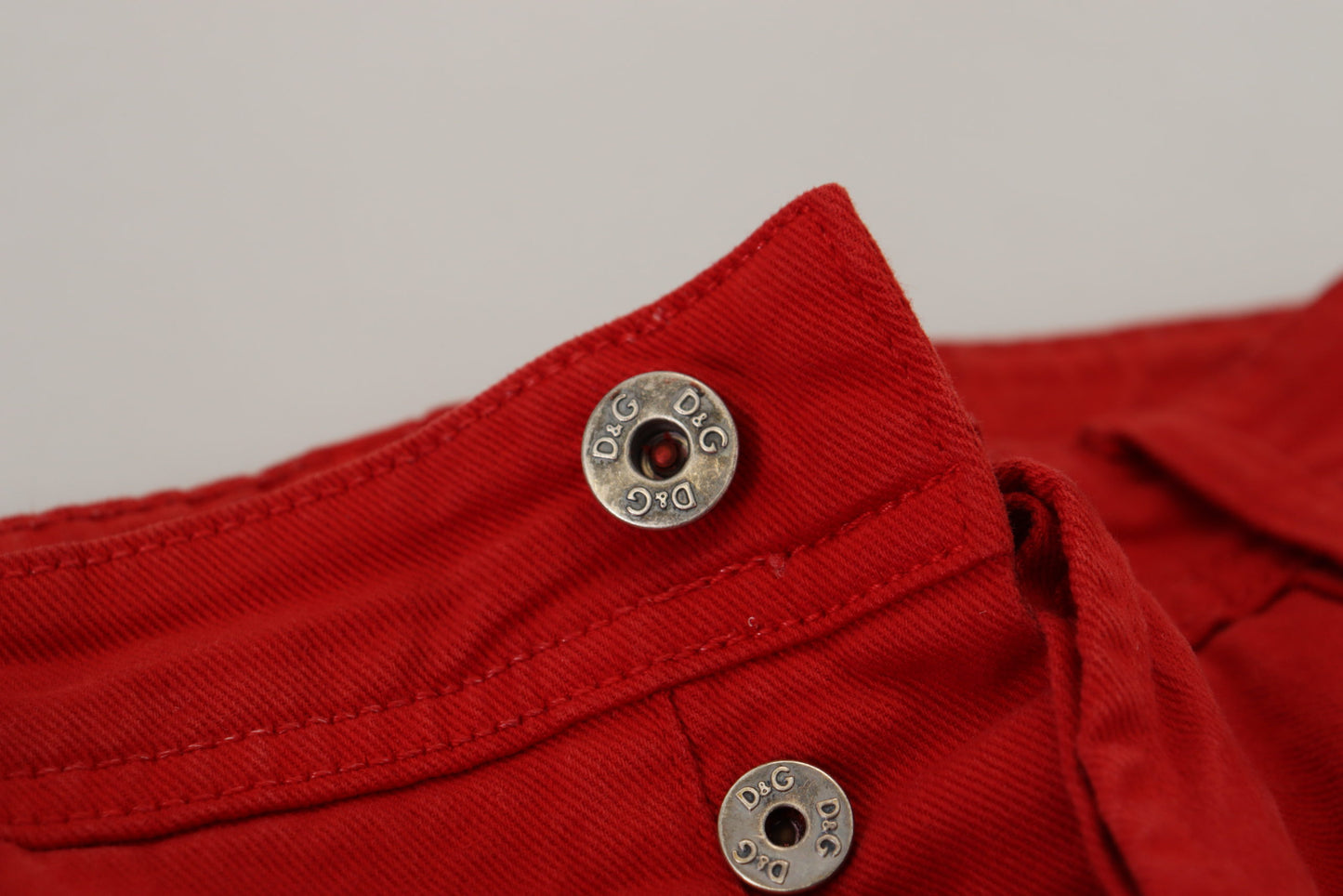 - Chic Red Cotton Denim Pants