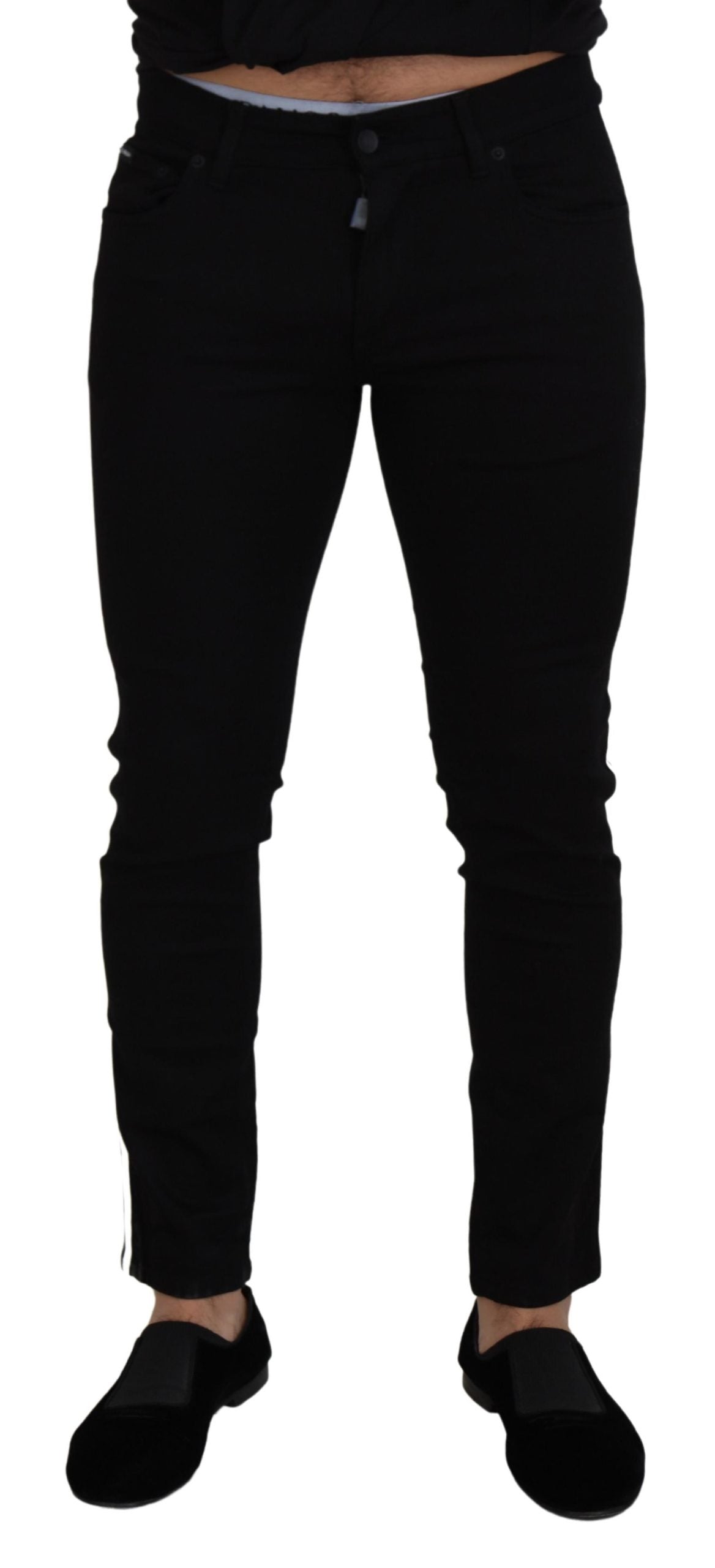 - Elegant Black Slim Fit Denim Pants