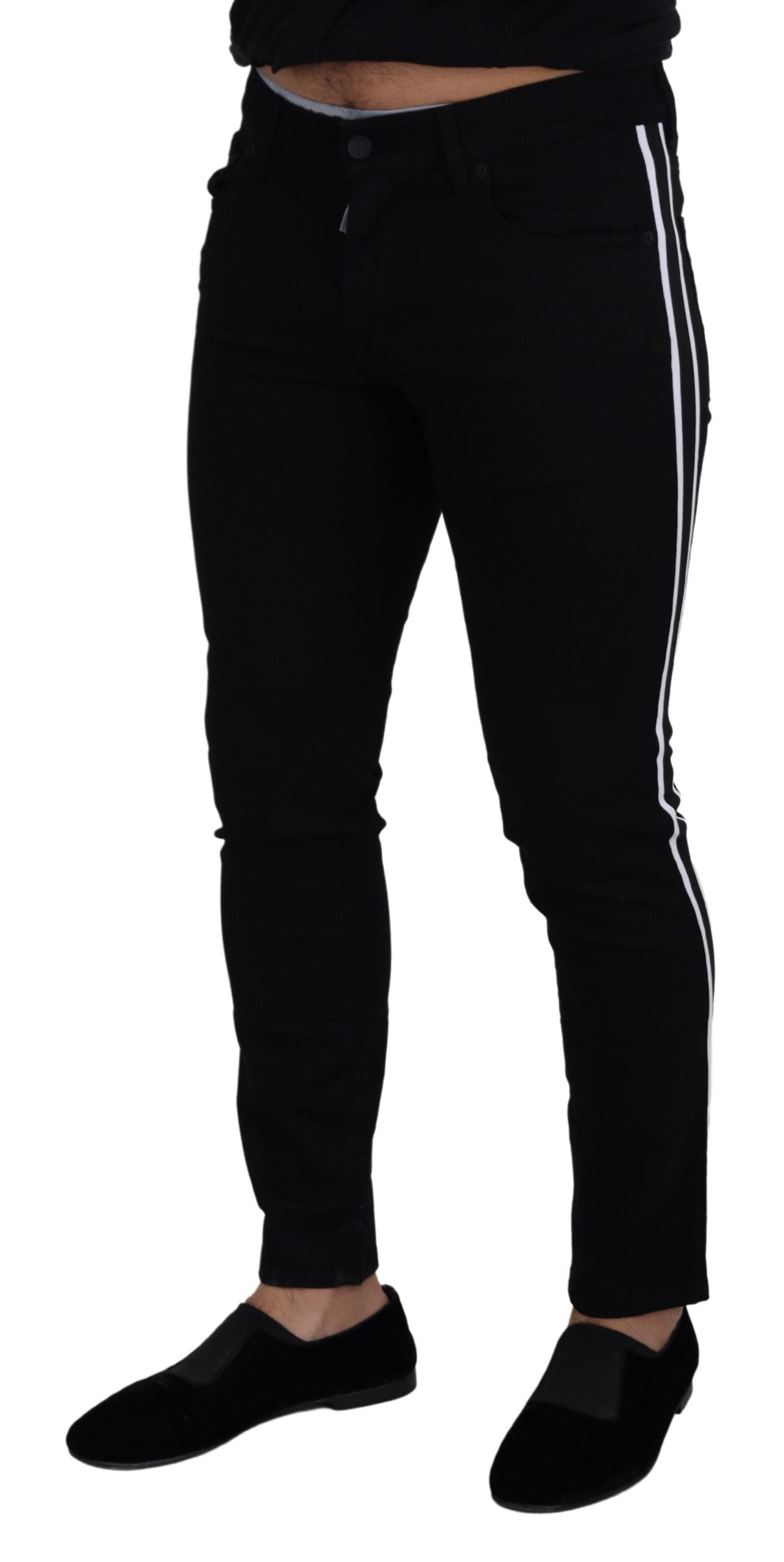 - Elegant Black Slim Fit Denim Pants