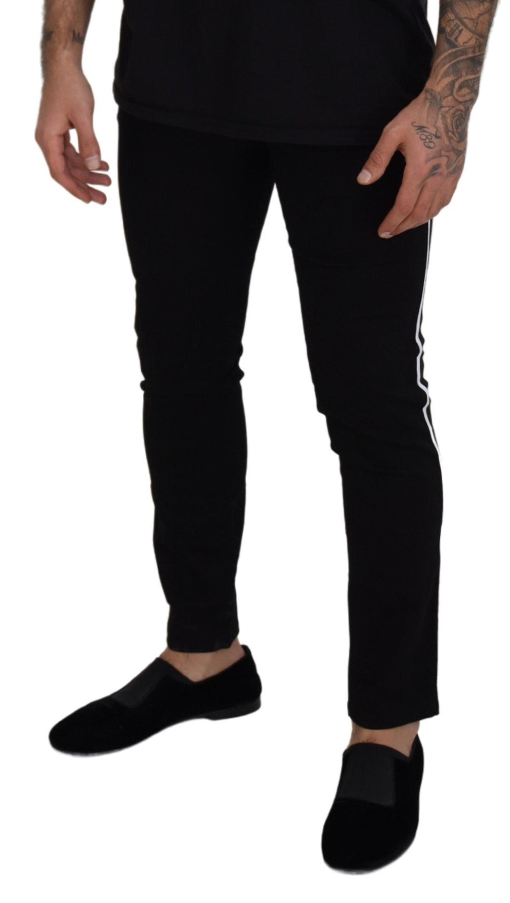 - Elegant Black Slim Fit Denim Pants