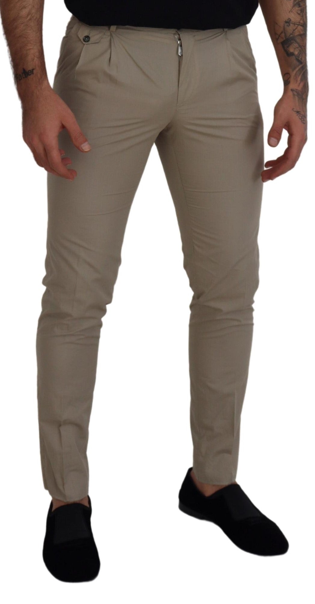 - Stunning Beige Italian Cotton Trousers