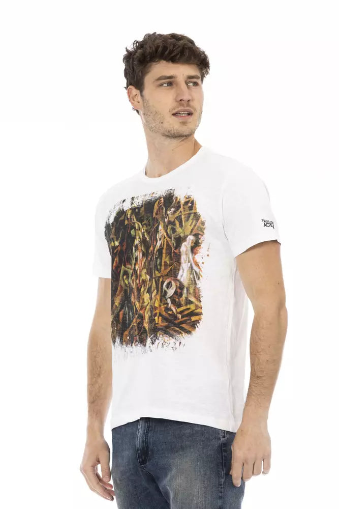 - White Cotton Men T-Shirt