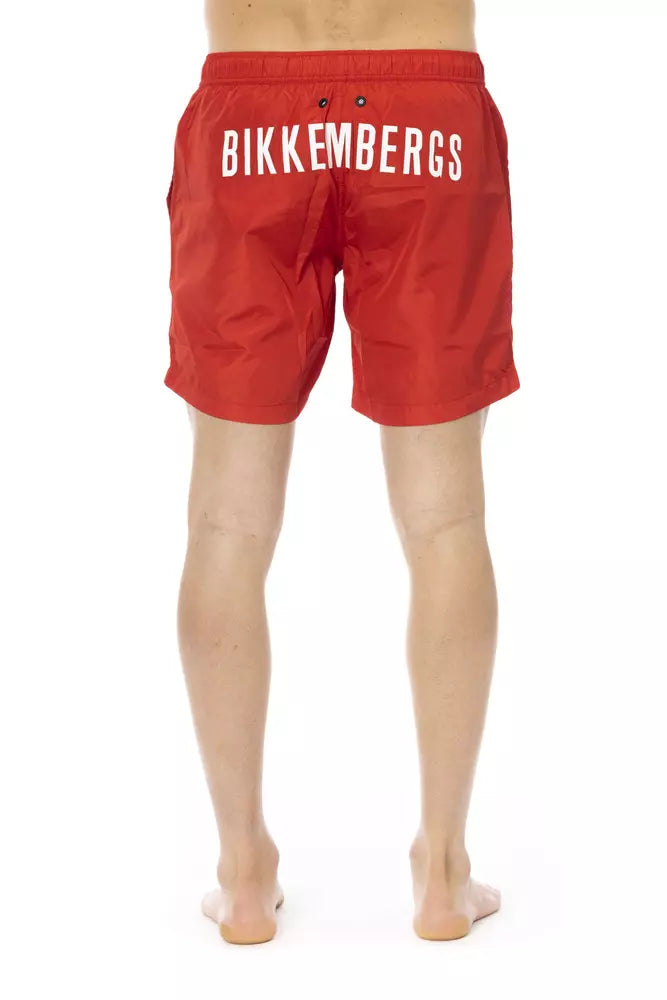 - Red Polyester Men Swim Short