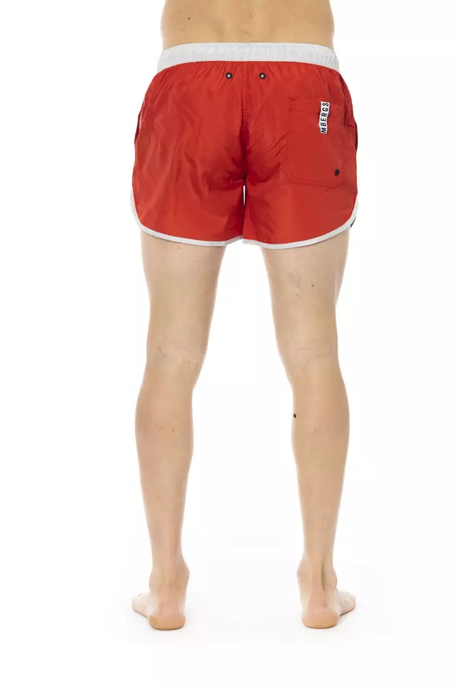 - Red Polyester Men Swim Short