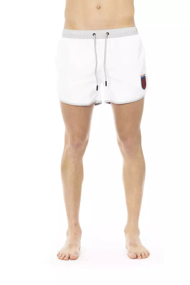 - White Polyester Men Swim Short