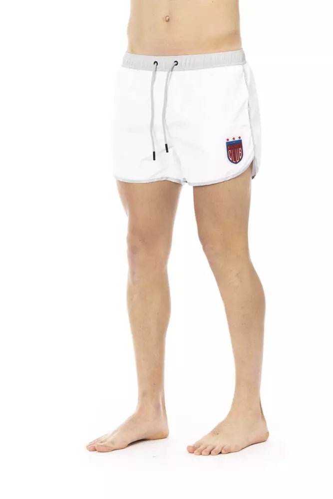 - White Polyester Men Swim Short