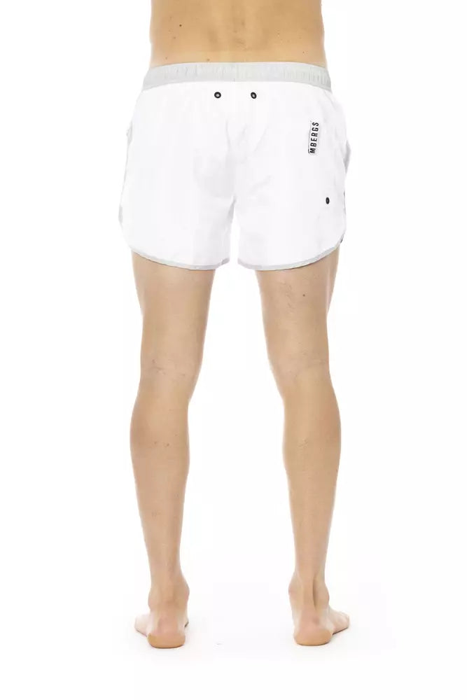 - White Polyester Men Swim Short
