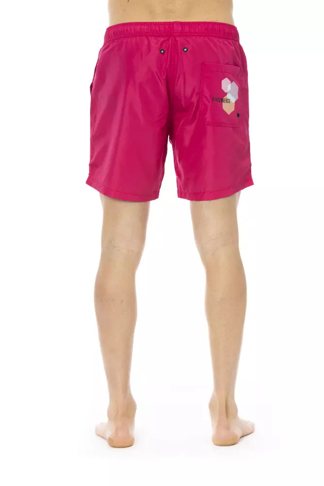 - Fuchsia Polyester Men Swim Short