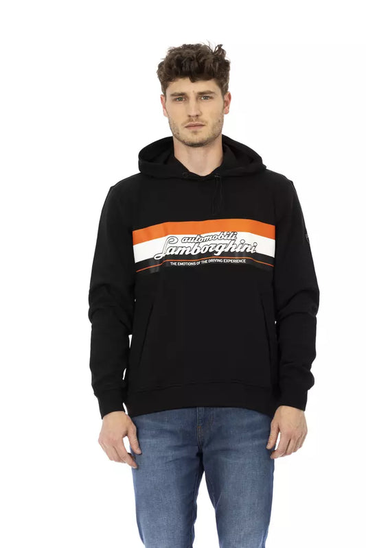 - Black Cotton Men Sweater with Hood