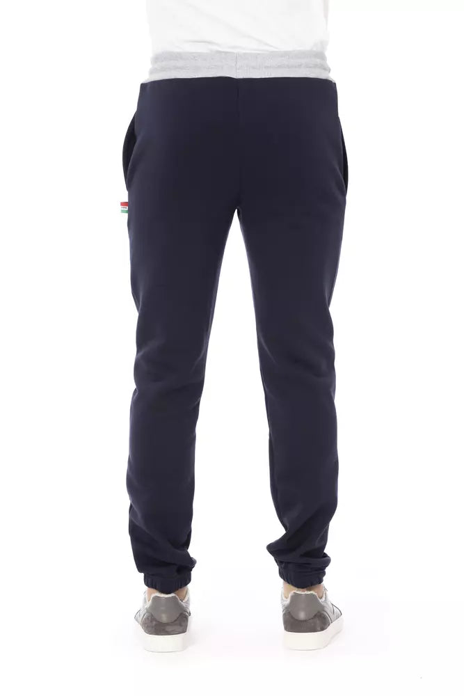 Baldinini Trend Blue Cotton Men’s Joggers – Italian Designer Tracksuit Bottoms