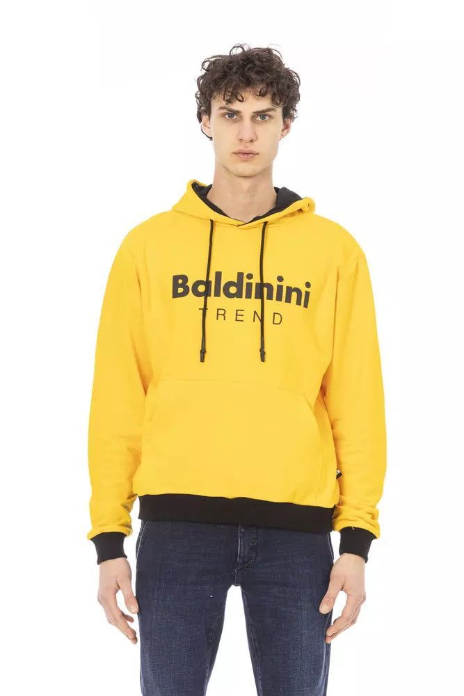 - Yellow Cotton Men Hoodie