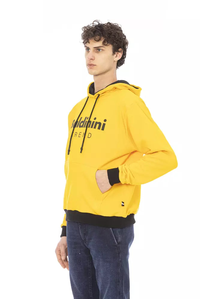 - Yellow Cotton Men Hoodie