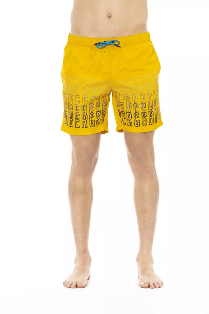 - Yellow Polyester Men Swim Short
