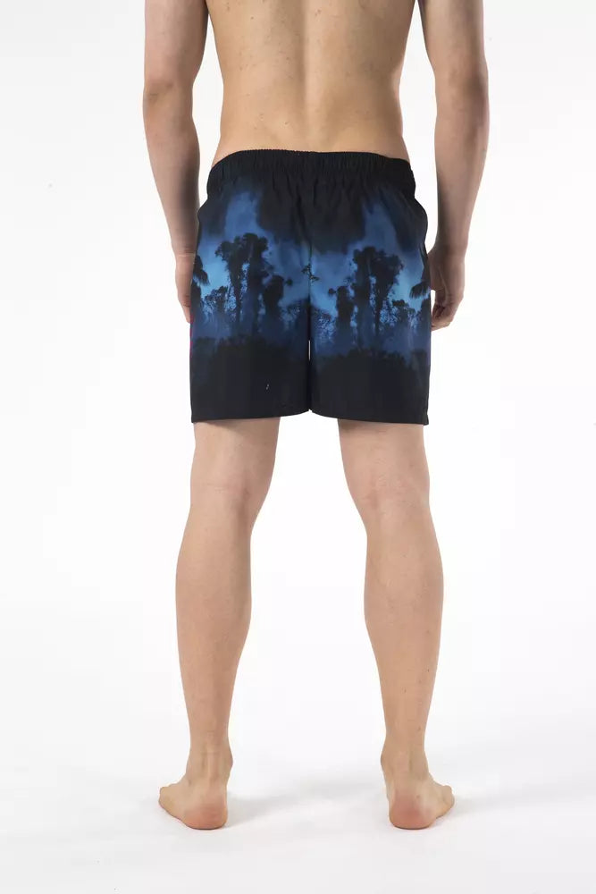 Just Cavalli Men's Black Swim Shorts – Sleek Printed Beachwear