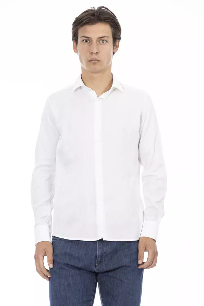 - White Cotton Men Shirt