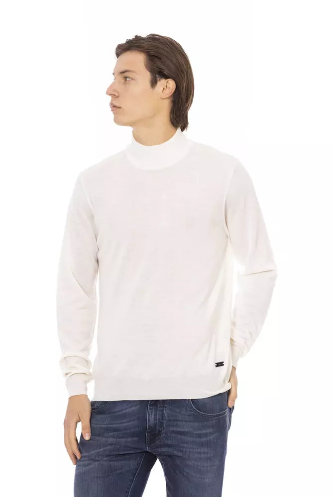 - White Fabric Men's Turtleneck Sweater