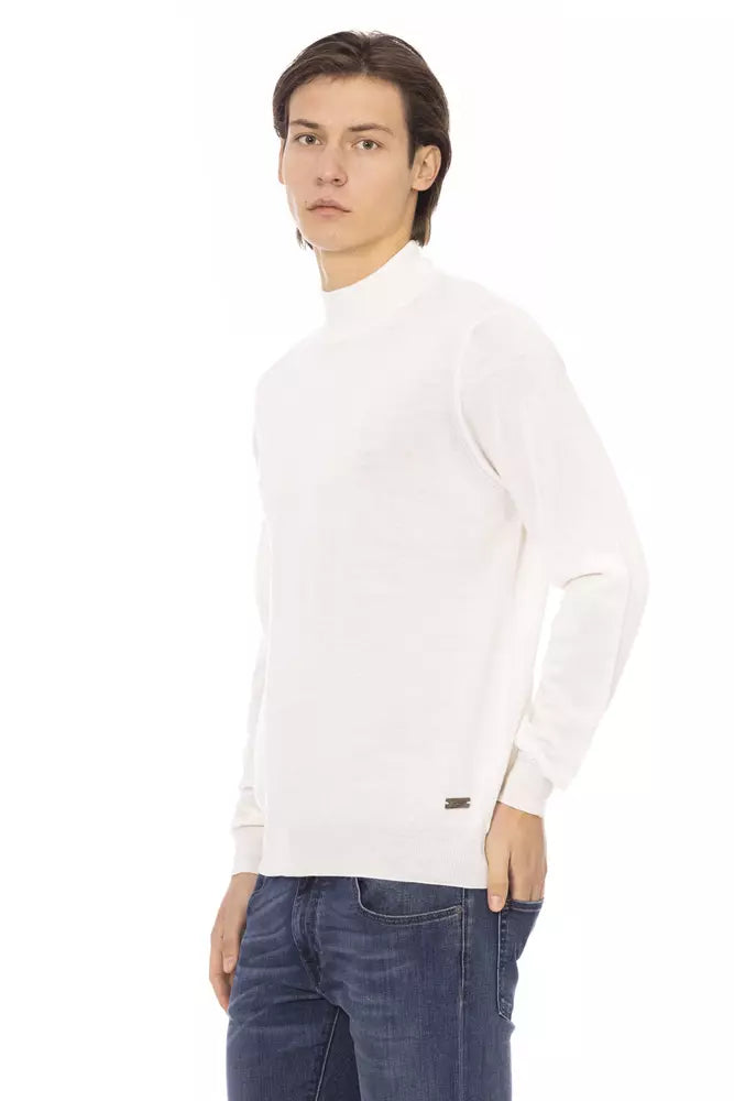 - White Fabric Men's Turtleneck Sweater
