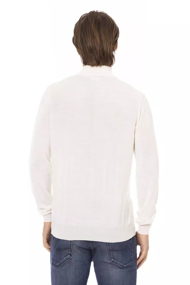 - White Fabric Men's Turtleneck Sweater