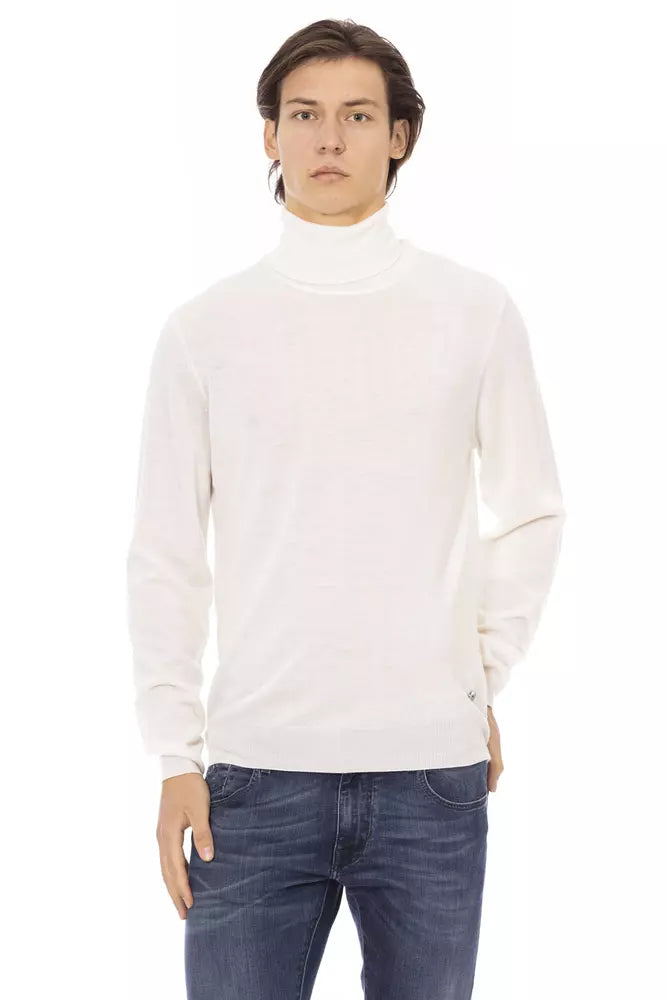 - White Fabric Men Sweater