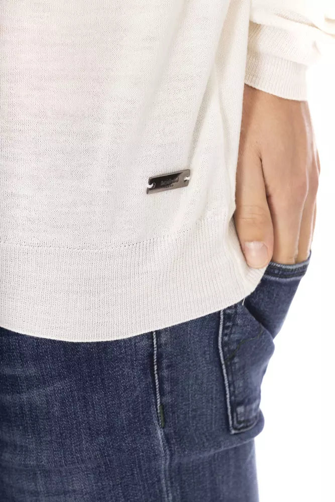 - White Fabric Men Sweater