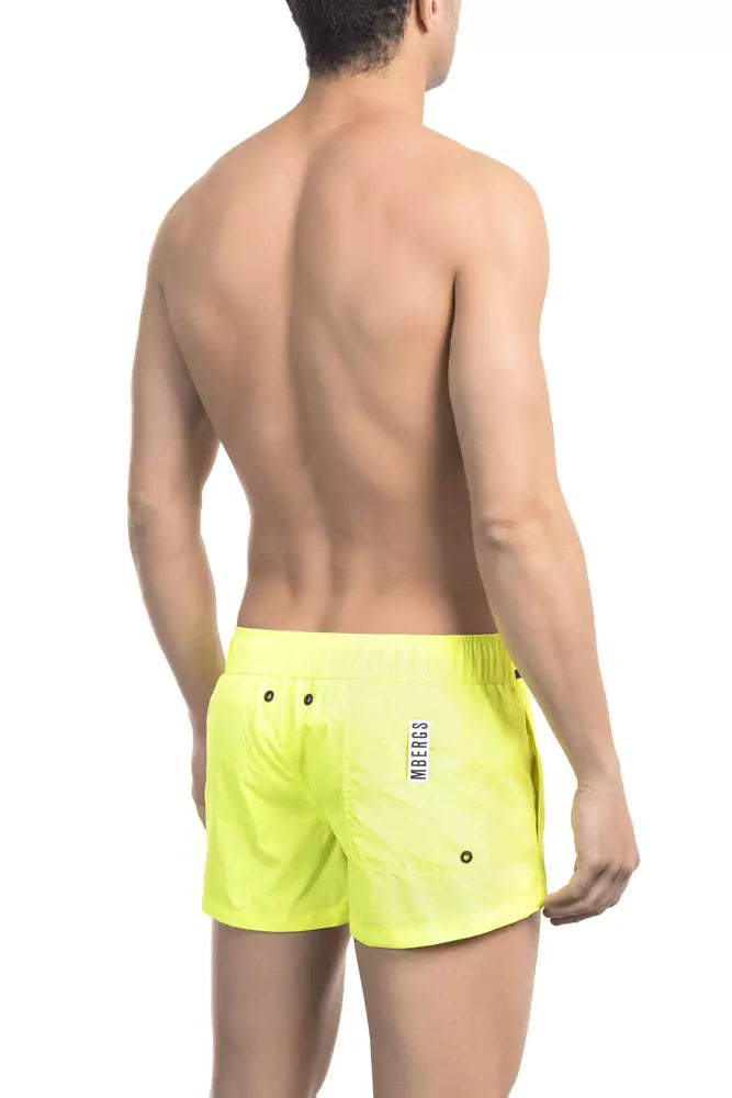Bikkembergs Yellow Men's Swim Shorts – Athletic-Inspired Performance Swimwear