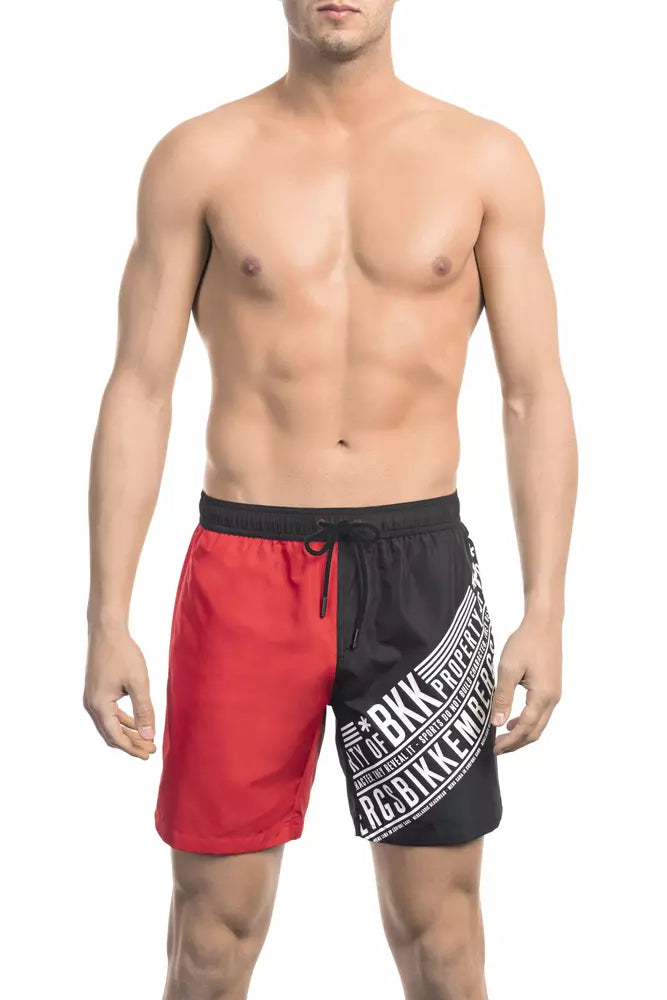 - Red Polyester Men Swim Short