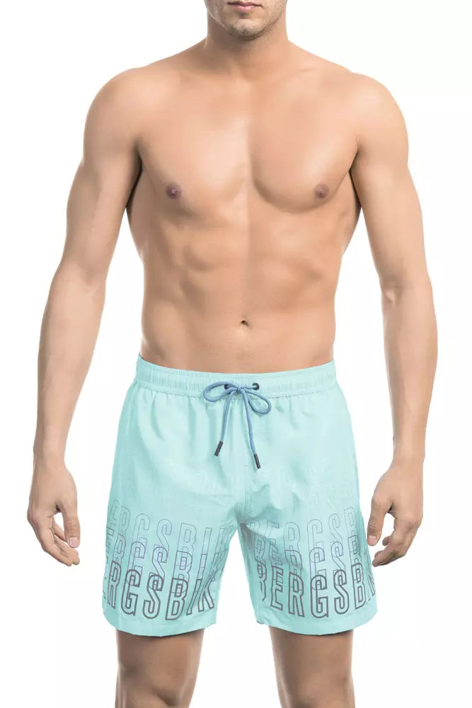 - Light Blue Polyester Men Swim Short
