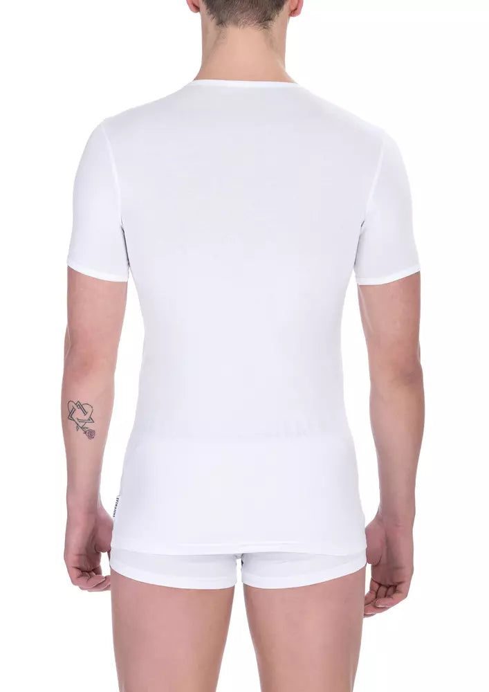 - White Cotton Men T-Shirt