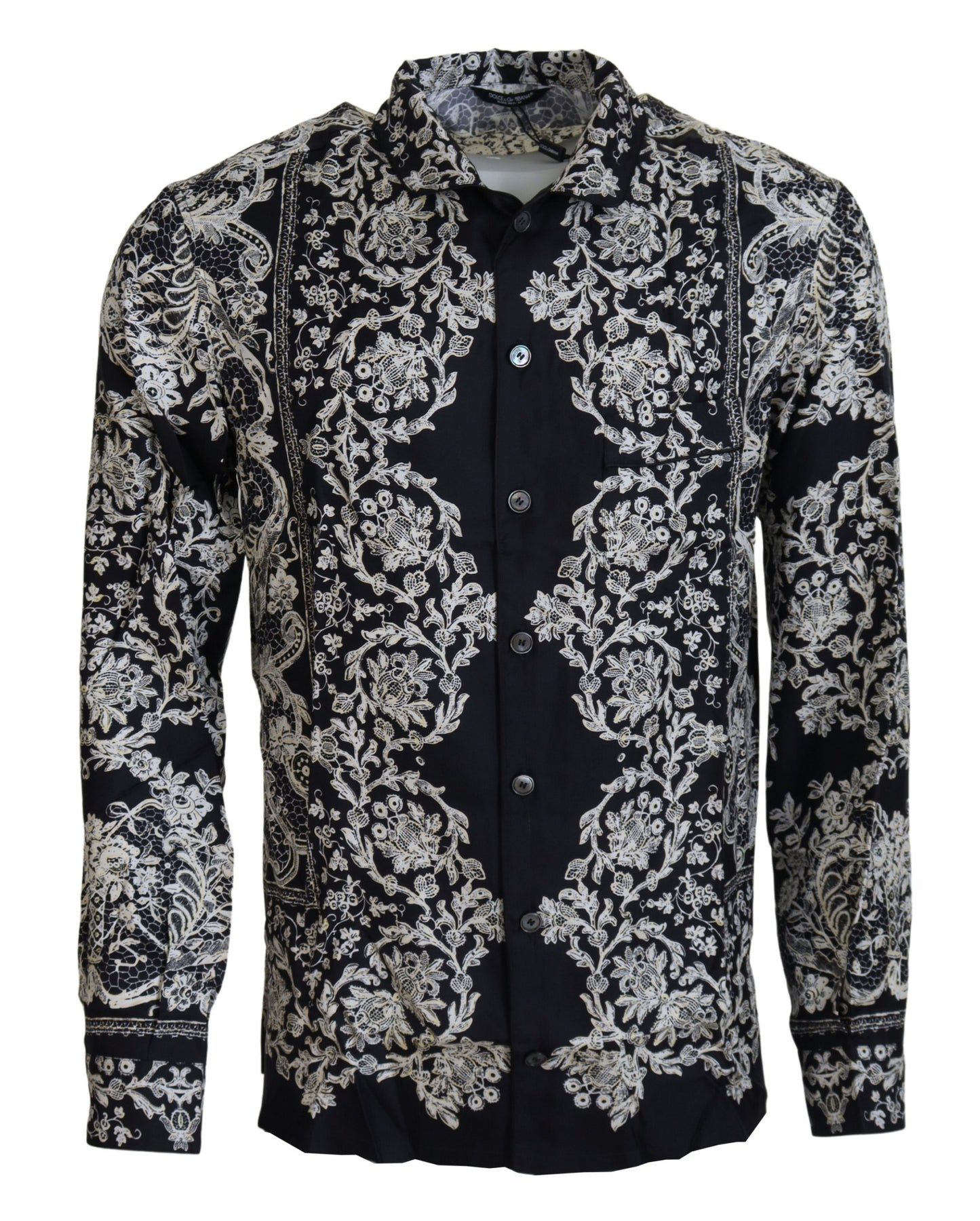 - Elegant Satin Floral Baroque Shirt