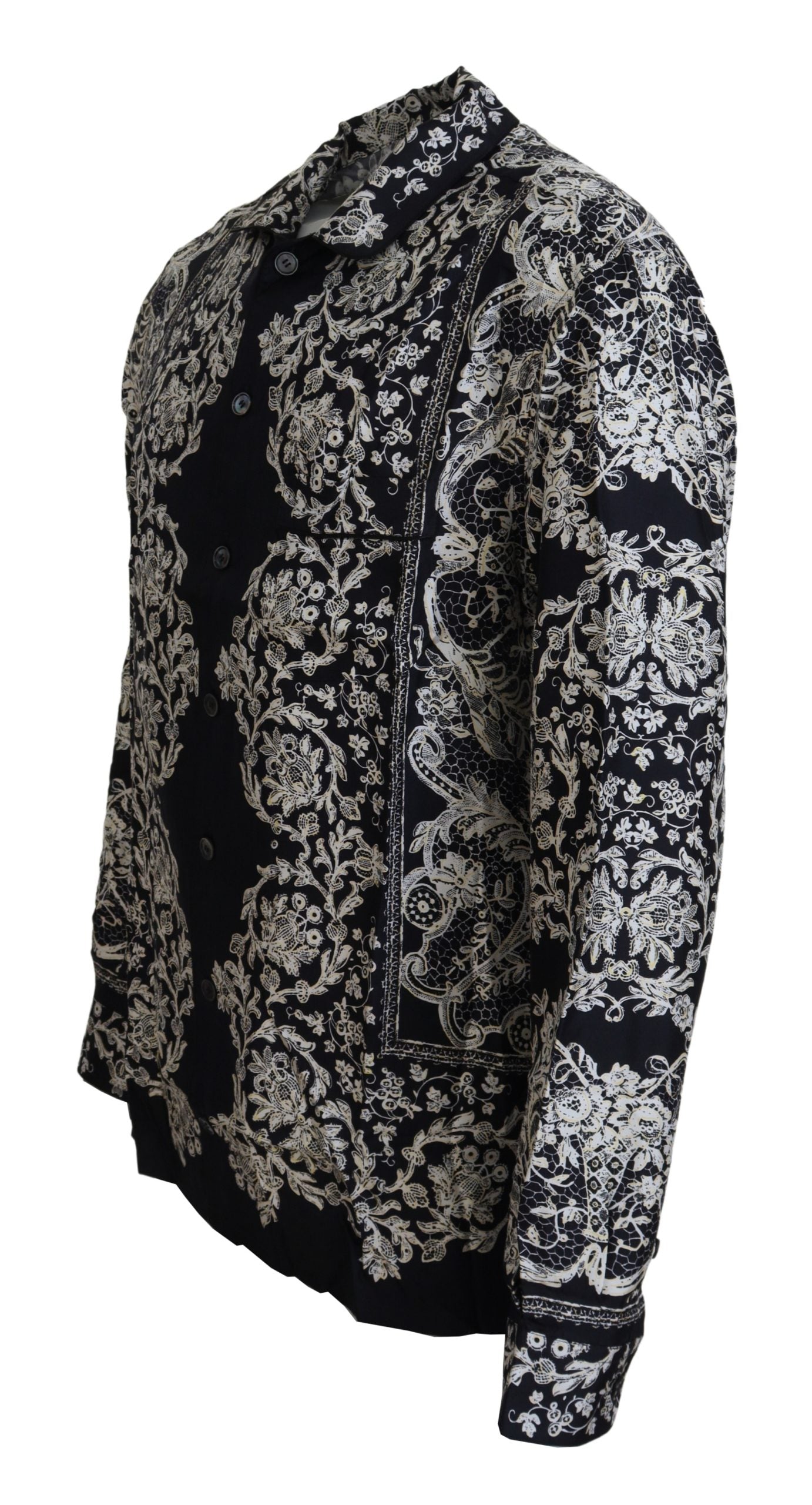 - Elegant Satin Floral Baroque Shirt