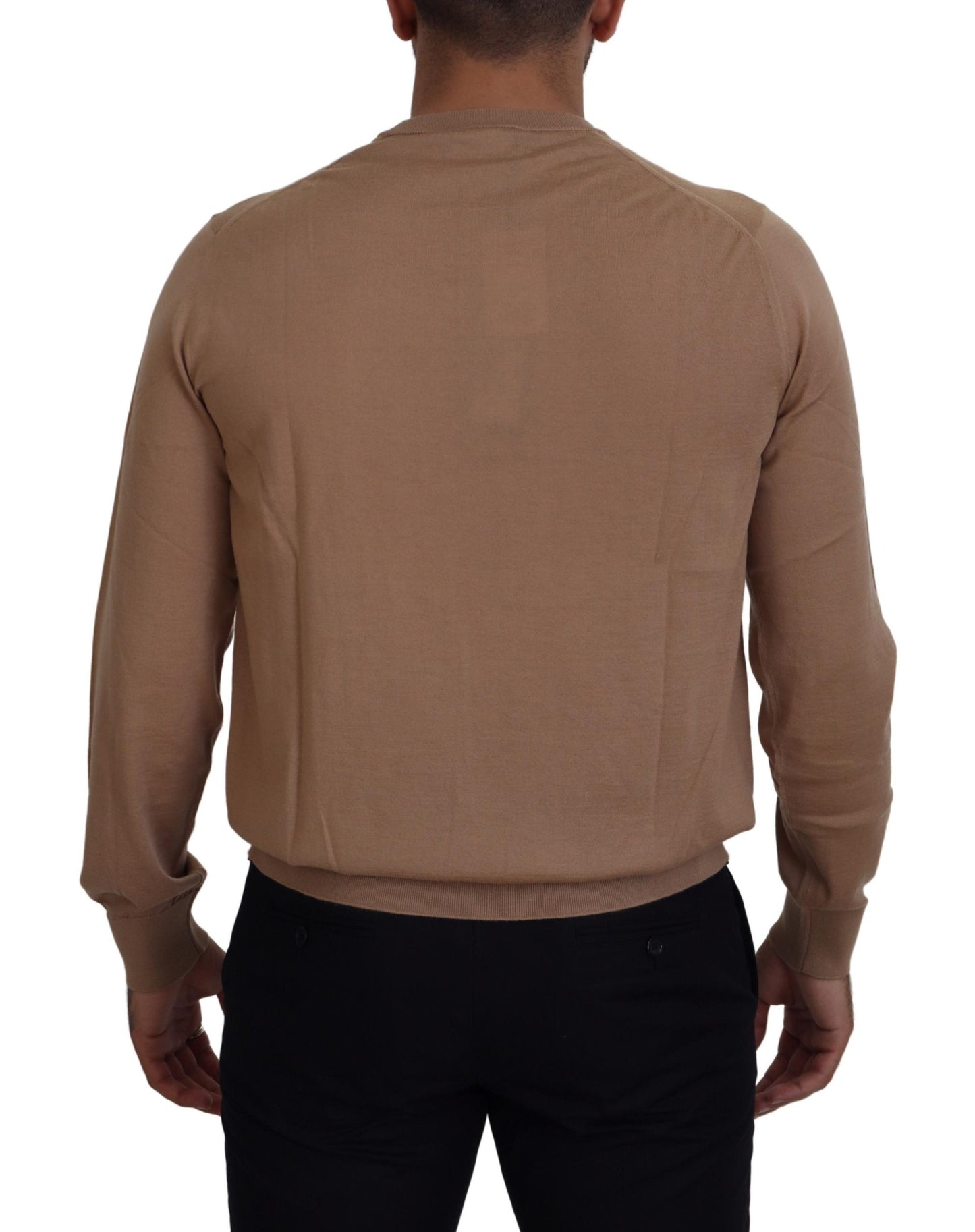 Beige Cashmere Crewneck Pullover Sweater - The Luxe Alliance