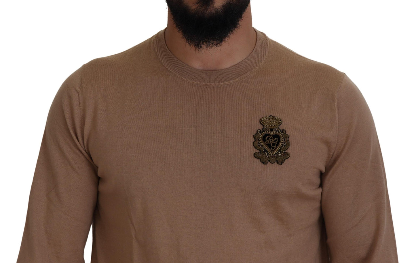Beige Cashmere Crewneck Pullover Sweater - The Luxe Alliance
