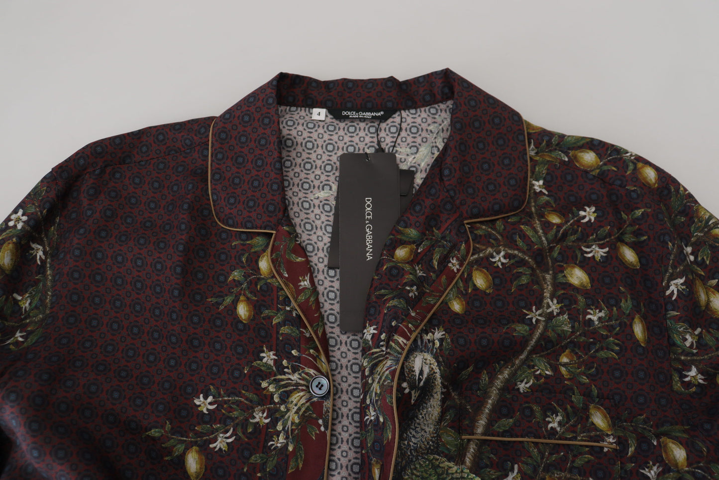 - Ostrich Print Silk Satin Men's Pajama Style Shirt