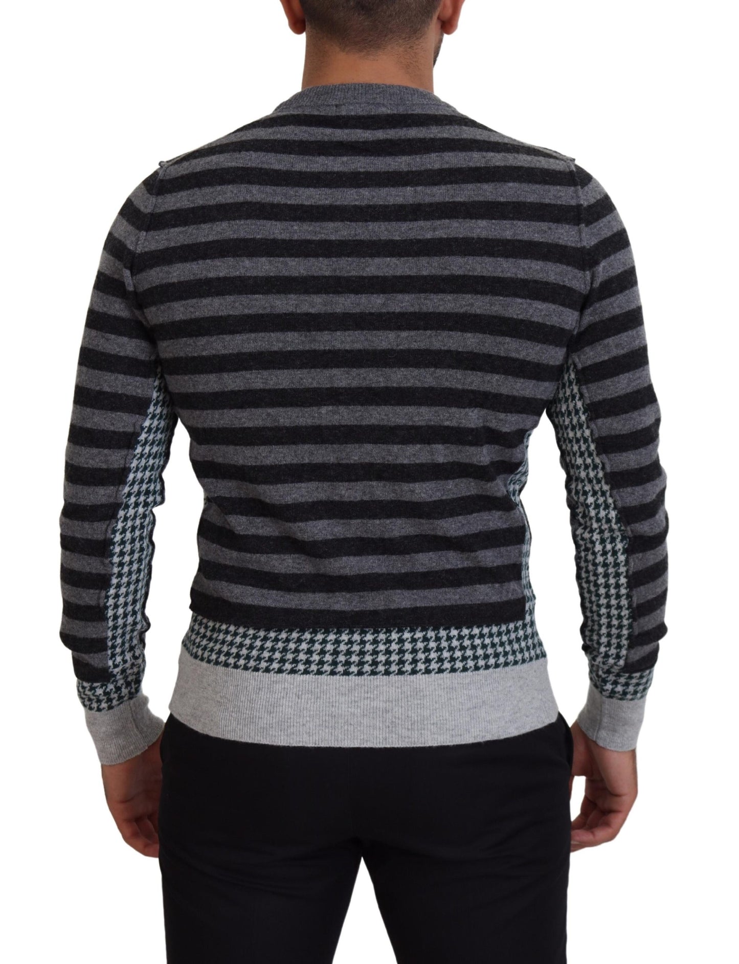 - Elegant Striped Wool Crewneck Sweater