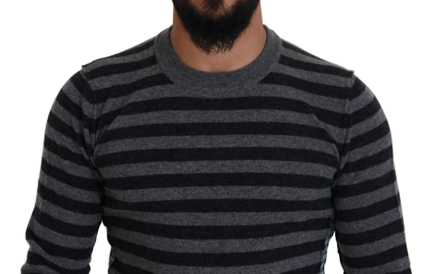 - Elegant Striped Wool Crewneck Sweater