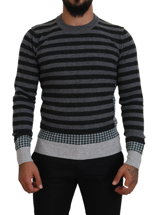 - Elegant Striped Wool Crewneck Sweater