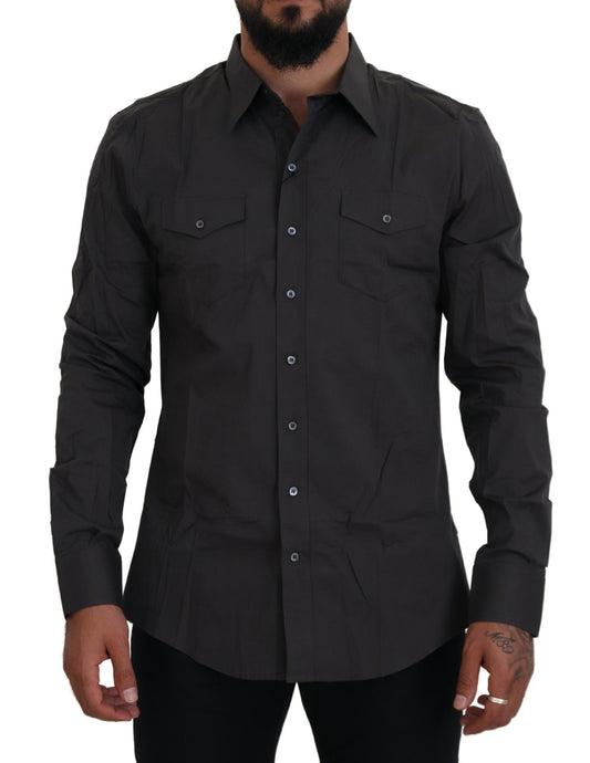 - Elegant Gray Sicilia Slim Fit Dress Shirt