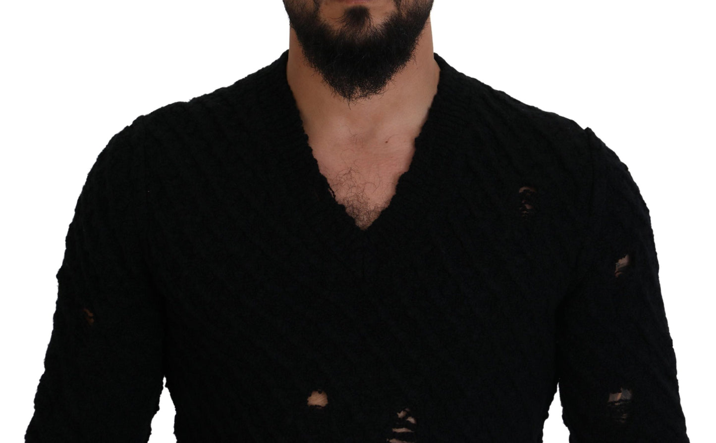 - Elegant Black Wool-Blend V-Neck Sweater