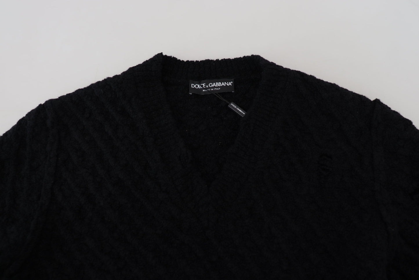 - Elegant Black Wool-Blend V-Neck Sweater
