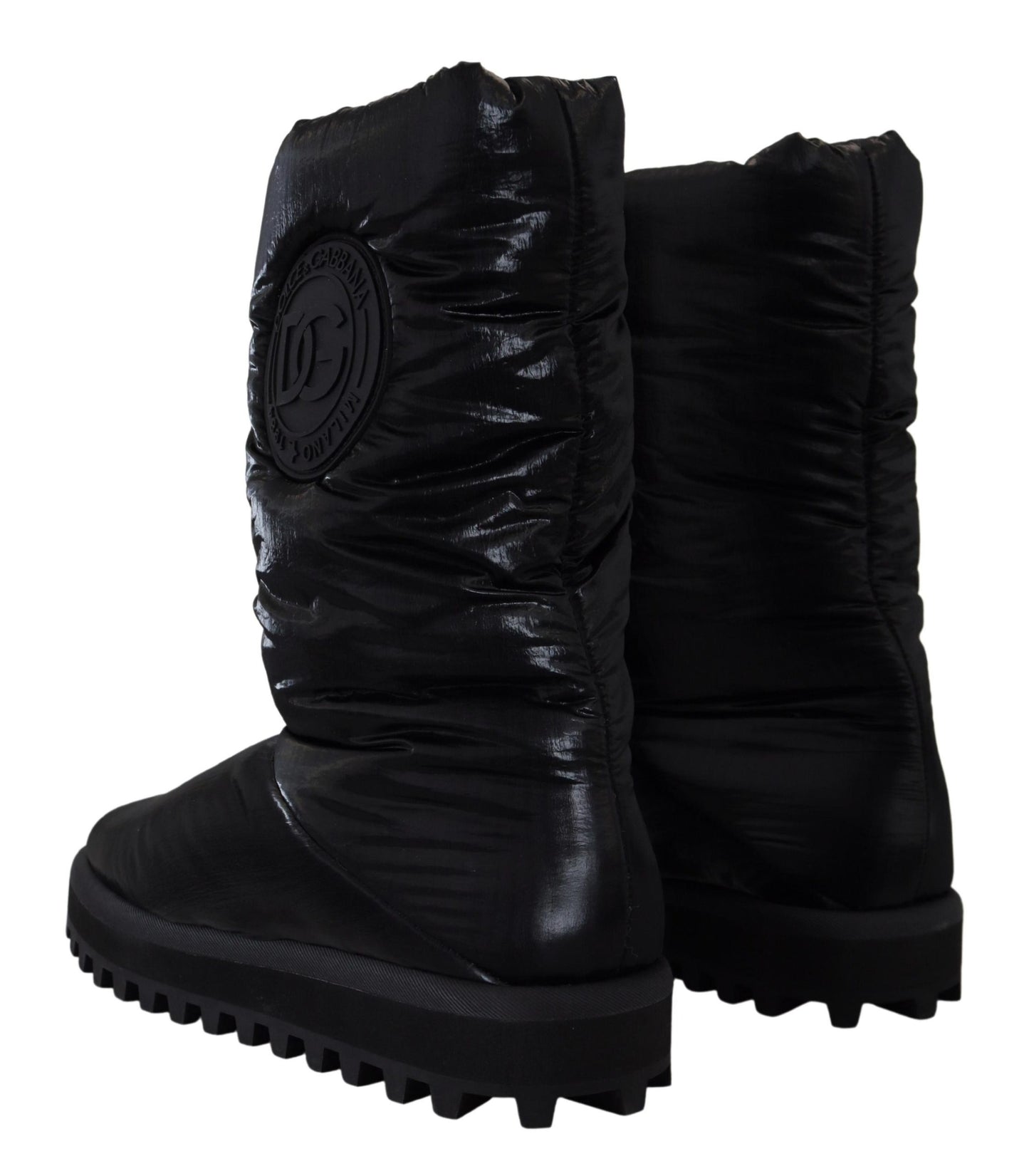 - Elegant Mid-Calf Boots in Black Polyester